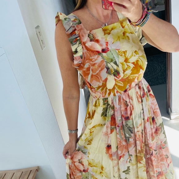 Anthro Maeve Floral Tie Back Maxi Dress - Picture 9 of 9